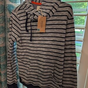 Sperry Men's Striped Gray and Blue Sweater